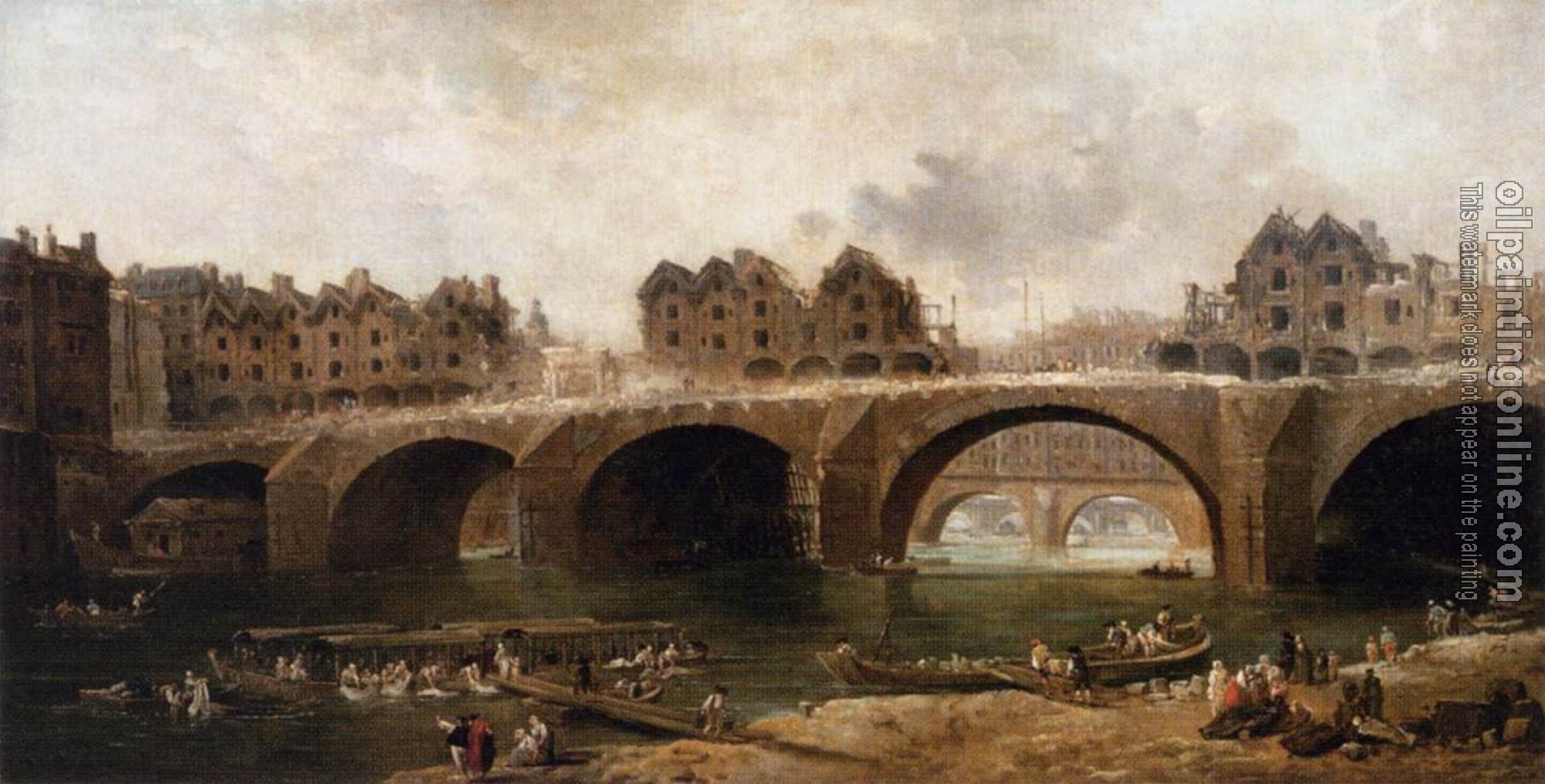 Robert, Hubert - Demolition of the Houses on the Pont Notre-Dame in 1786